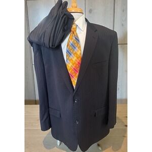 Joseph & Feiss 2-Piece Blue Stripe Wool Suit 52L Big & Tall Jacket 44 x 27 Pants